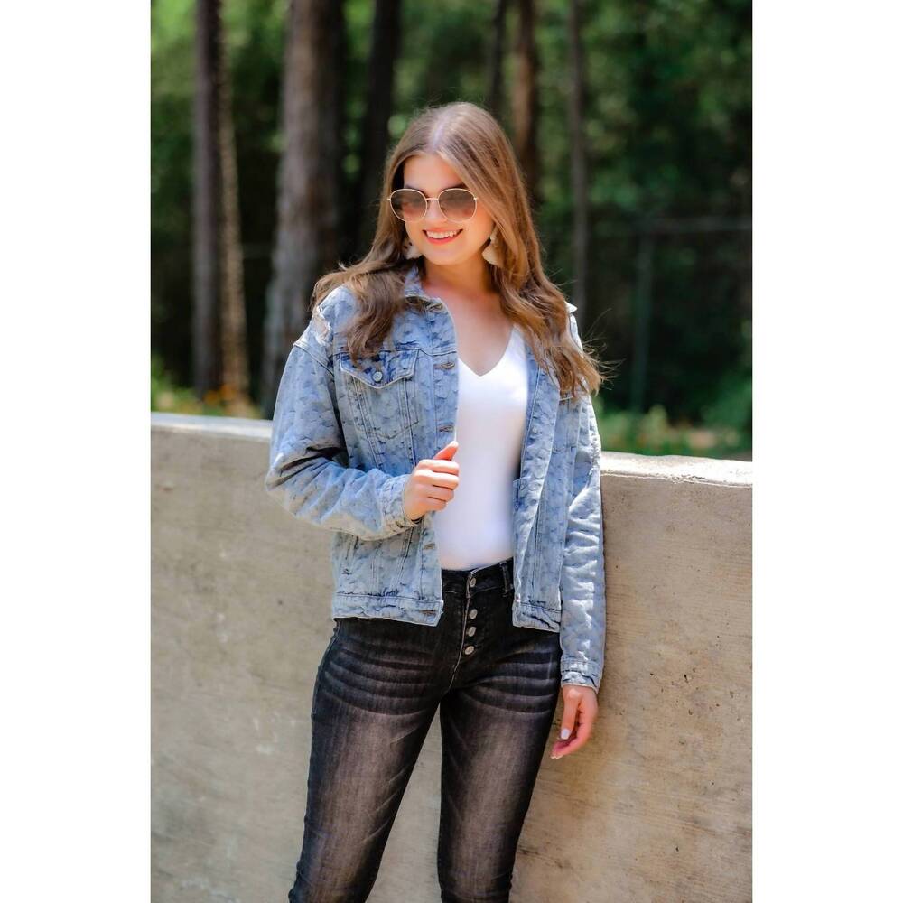 NEW JESS LEA glitzy gal denim jacket in blue